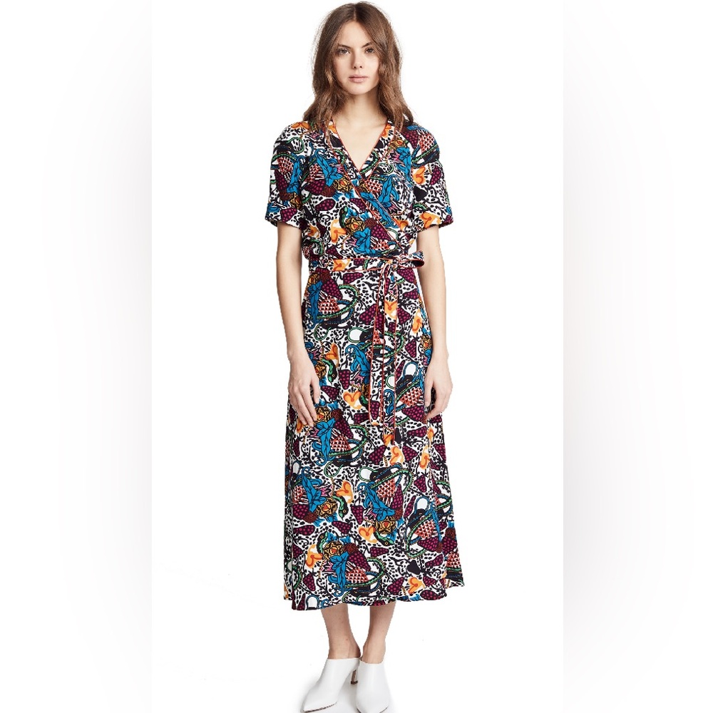 Veronica beard printed Serena midi maxi dress 8 Medium Excellent Condition